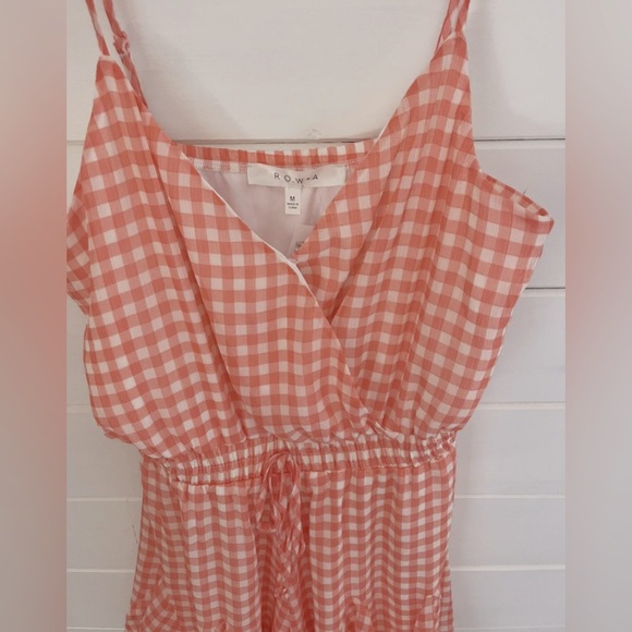Row A Surplice Romper in Pink White Gingham Check Sz MEDIUM NWT NORDSTROM - Picture 4 of 4